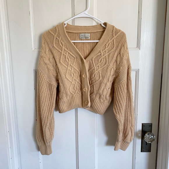 Urban Outfitters Sweaters - Urban Outfitters cream beige cable knit cropped cardigan size medium.